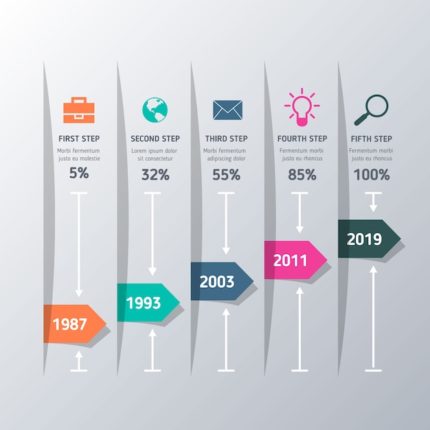 Flat business infographic steps