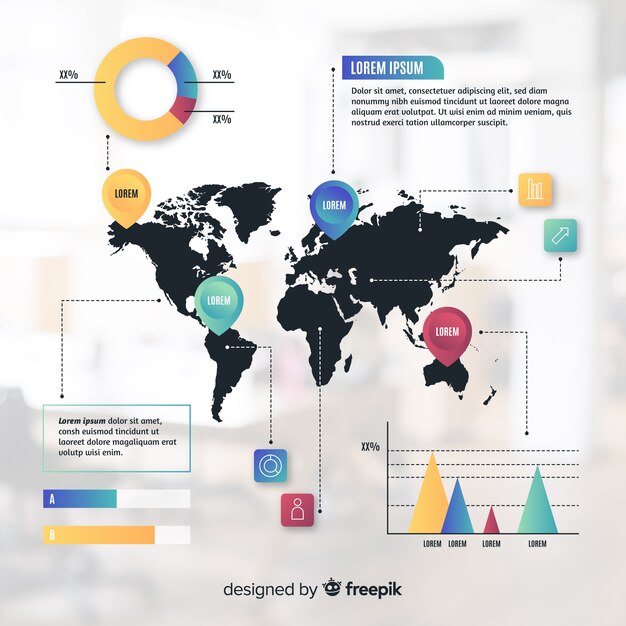 Flat business infographic with photo