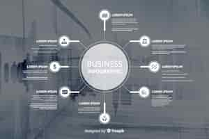 Бесплатное векторное изображение Плоский бизнес инфографики с фотографией
