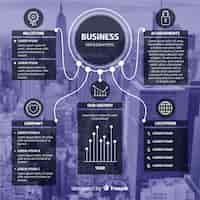 Vettore gratuito infografica di affari piatta con foto