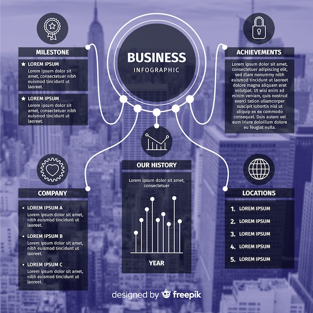 Flat business infographic with photo