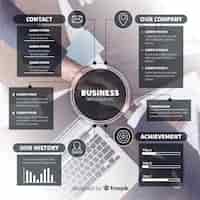 Free vector flat business infographic with photo