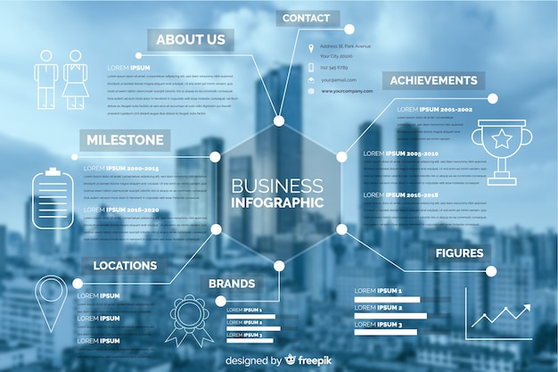 Flat business infographic with photo