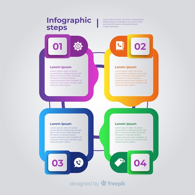 Flat business infographics steps template