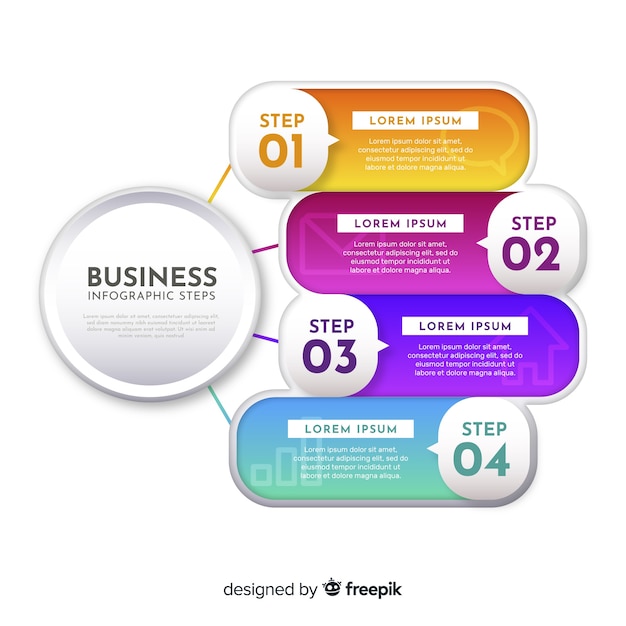 Плоский бизнес инфографики шаги шаблон