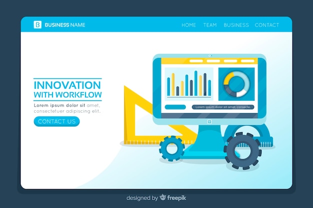 無料ベクター フラットビジネスランディングページテンプレート