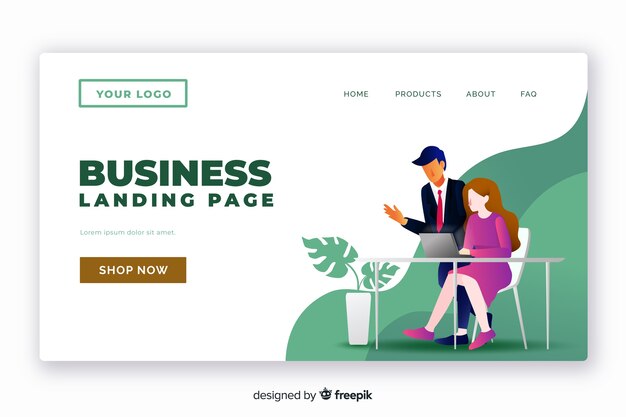 Free vector flat business landing page template