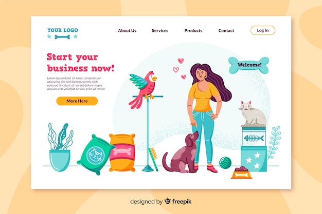 Flat business landing page template