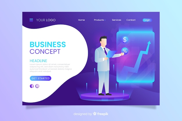 Flat business landing page template