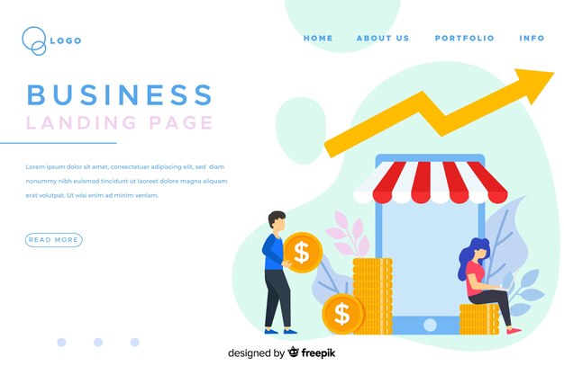 Flat business landing page template