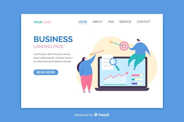 Flat business landing page template