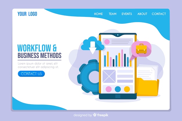 Flat business landing page template