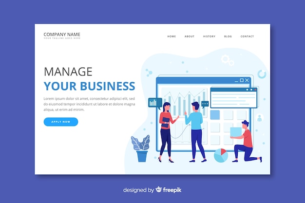 Flat business landing page template