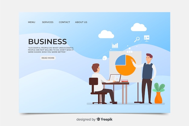 Free vector flat business landing page template