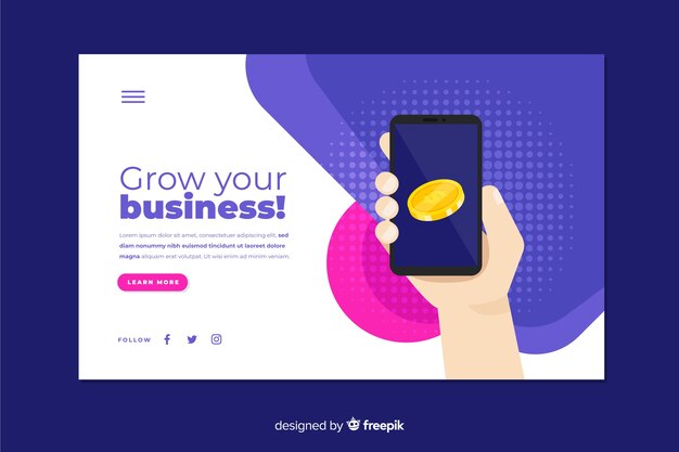 Free vector flat business landing page template