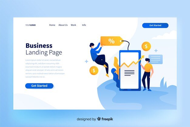 Flat business landing page template