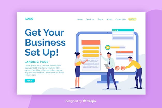 Flat business landing page template