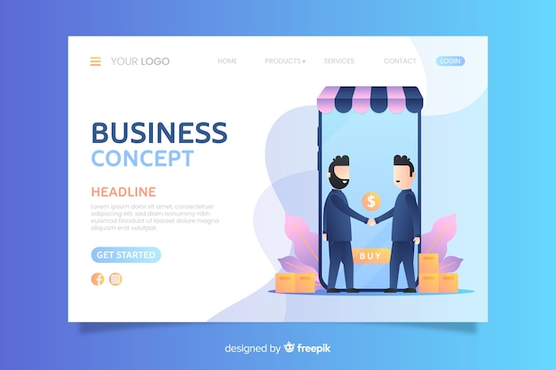 Free vector flat business landing page template