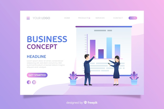 Free vector flat business landing page template