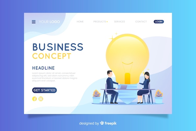 Flat business landing page template