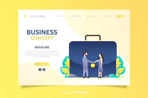 Flat business landing page template