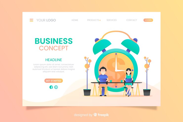 Free Vector flat business landing page template