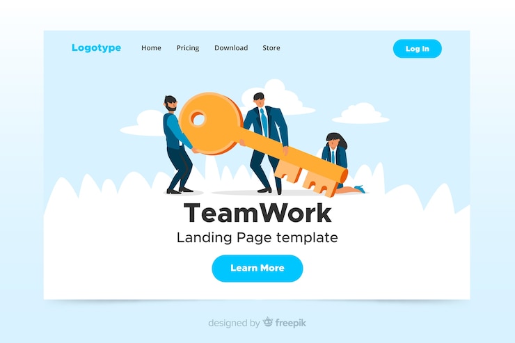 Free Vector flat business landing page template