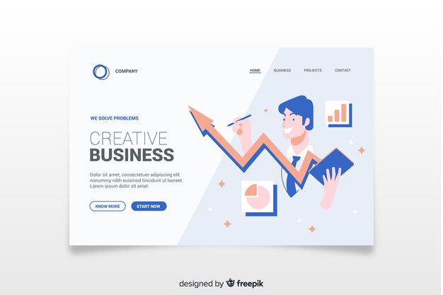 Flat business landing page template