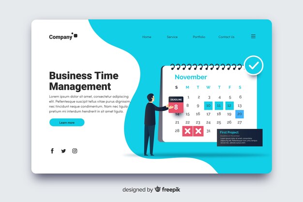 Flat business landing page template