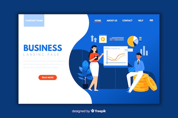 Flat business landing page template