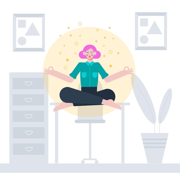 Free vector flat business people meditating illustration