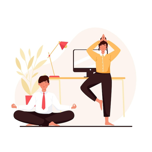 Free vector flat business people meditating