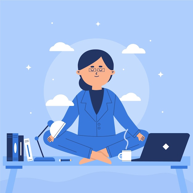 Free vector flat business woman meditating