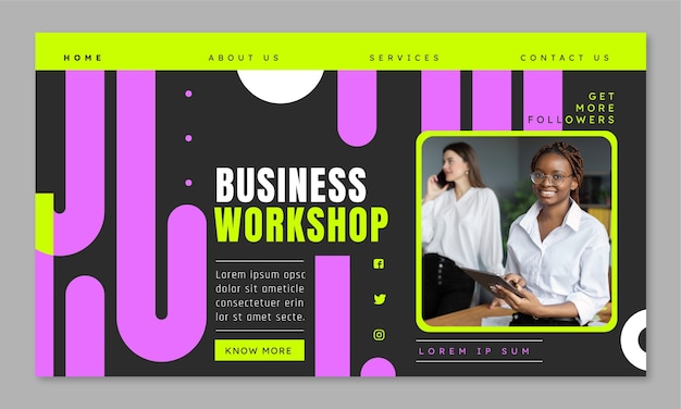 Free vector flat business workshop landing page template