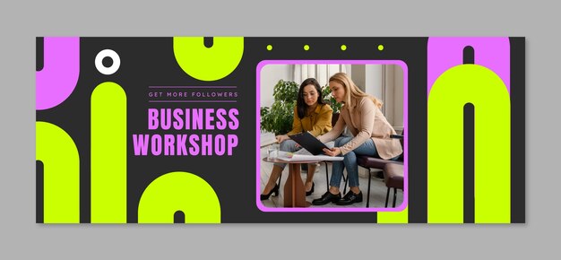 Flat business workshop social media cover template