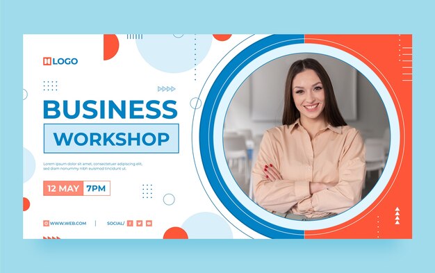 Free vector flat business workshop social media post template