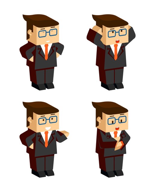 Free vector flat businessman character emotions on white background