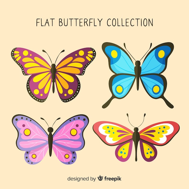 Free vector flat butterflies collection