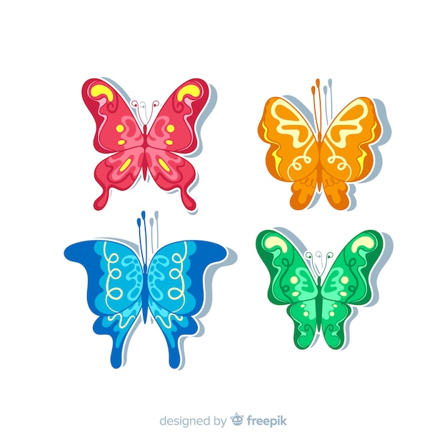 Free vector flat butterflies collection