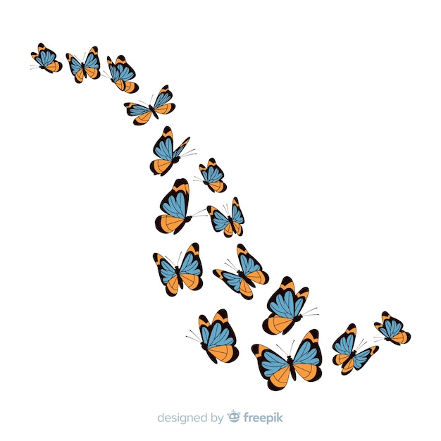 Плоские бабочки летающие фон