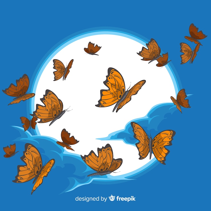Free Vector flat butterflies flying background