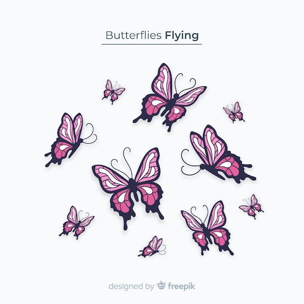 Free vector flat butterflies flying background