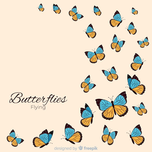 Free vector flat butterflies flying background