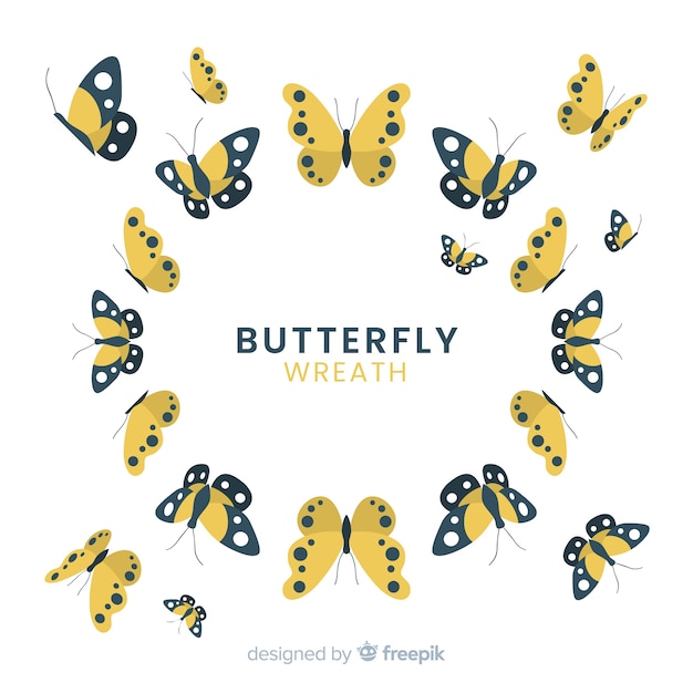 Flat butterflies flying background