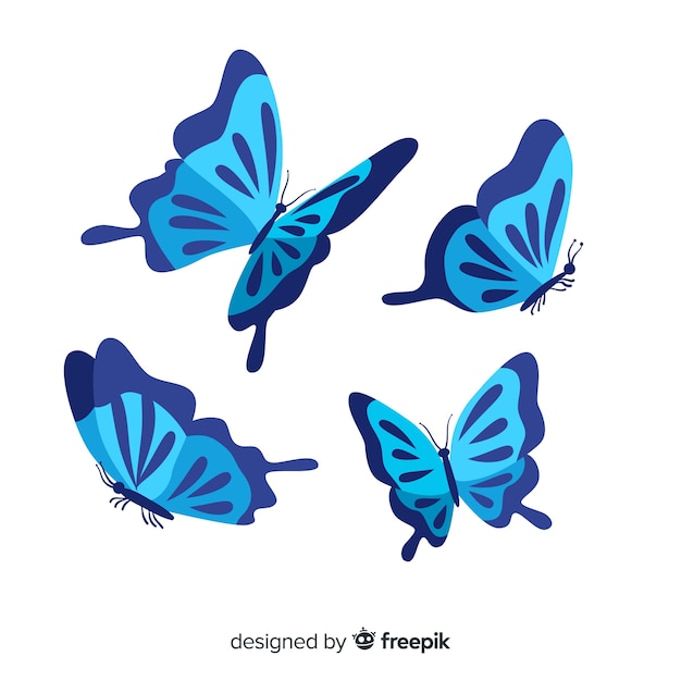 Free vector flat butterflies flying background