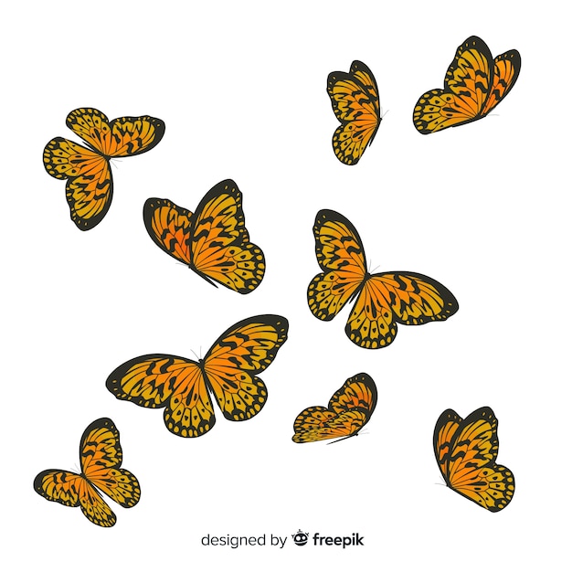 Free vector flat butterflies flying background