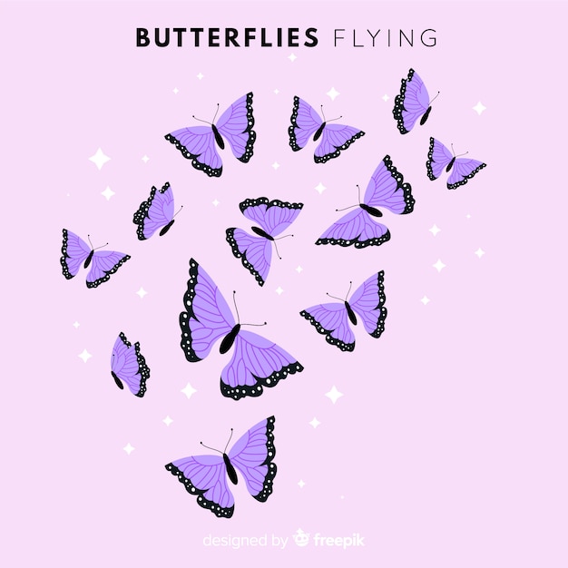 Free vector flat butterflies flying background