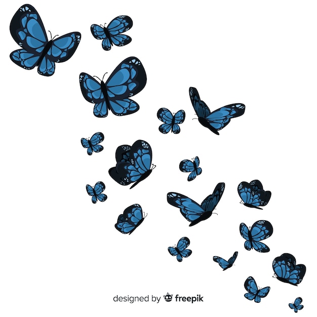 Free vector flat butterflies flying background