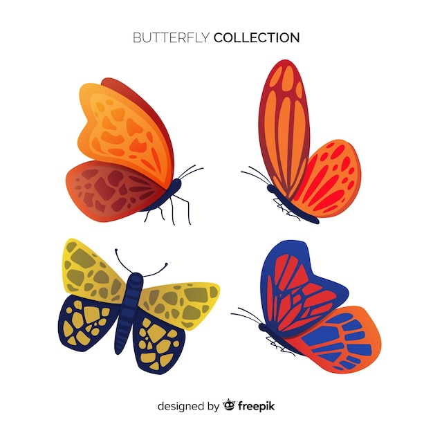 Free vector flat butterflies flying collection