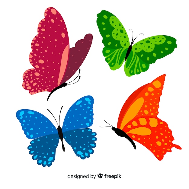 Free vector flat butterflies flying